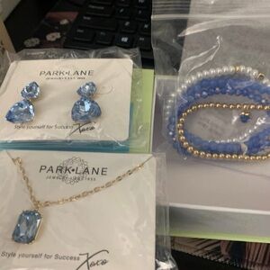 Park Lane “Perry” Sparkle Box earrings, necklace w/matching “Skyberry” bracelets